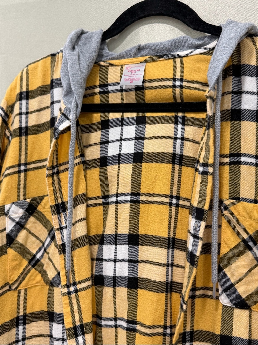 Women’s Yellow Plaid Hooded Button Front Flannel Shirt Jacket Size XXXL/3XG(21) - Picture 5 of 10